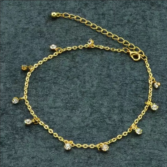 Gold Plated Jeweled Anklet - Picture 2 of 3